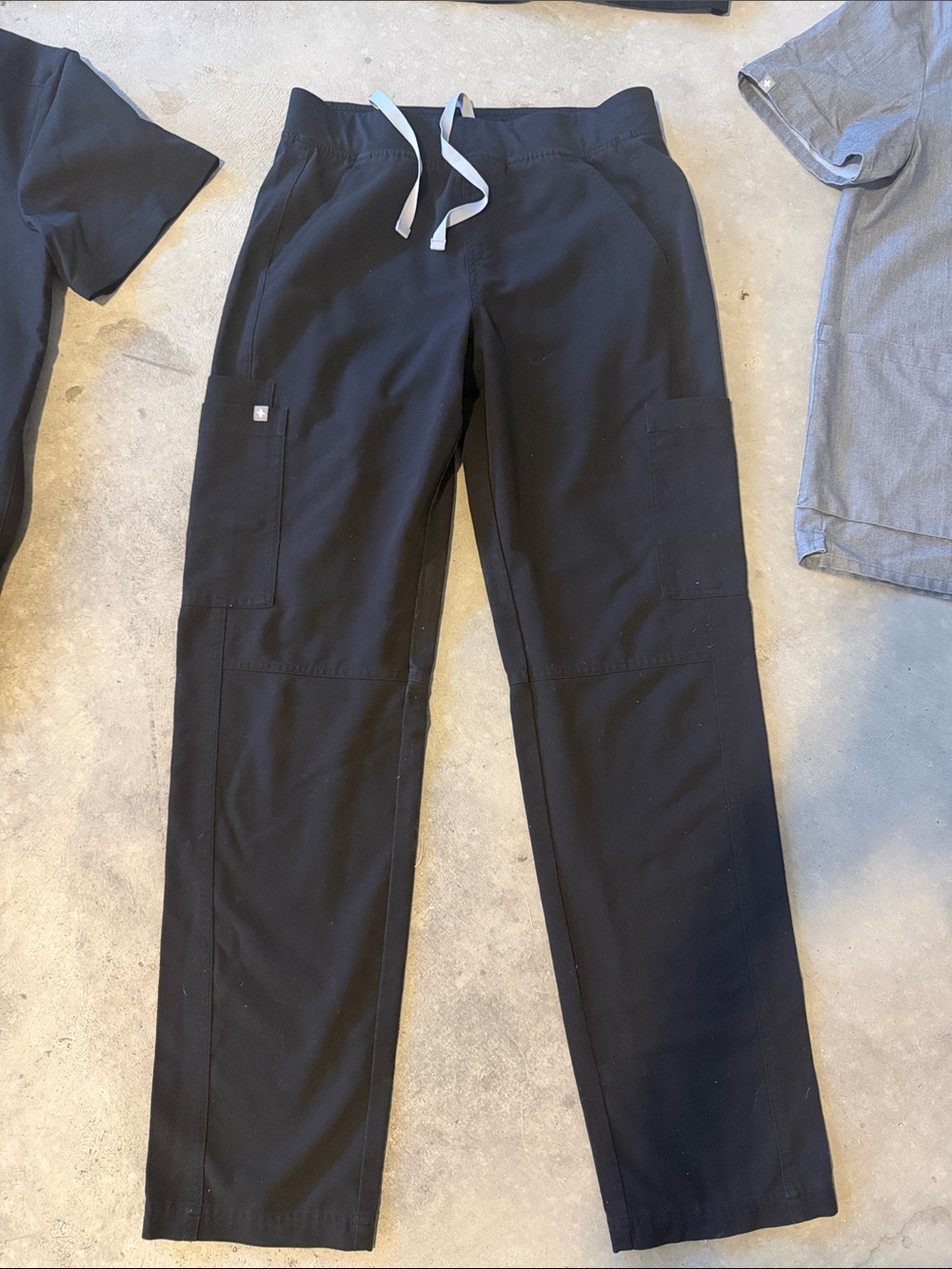 Figs Men's Black Cargo Scrub Pants with Drawstring